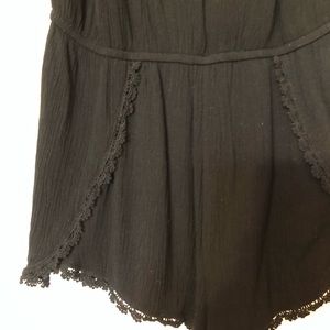 Black Romper with Lace Detail